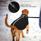 FUAMEY Dog Coat for Small Dogs,Waterproof Dog Winter Jacket with Harness Built in Puppy Cold Weather Coats Reflective Pet Vest with Zipper Warm Fleece Dogs Snowsuit Windproof Solid Black S