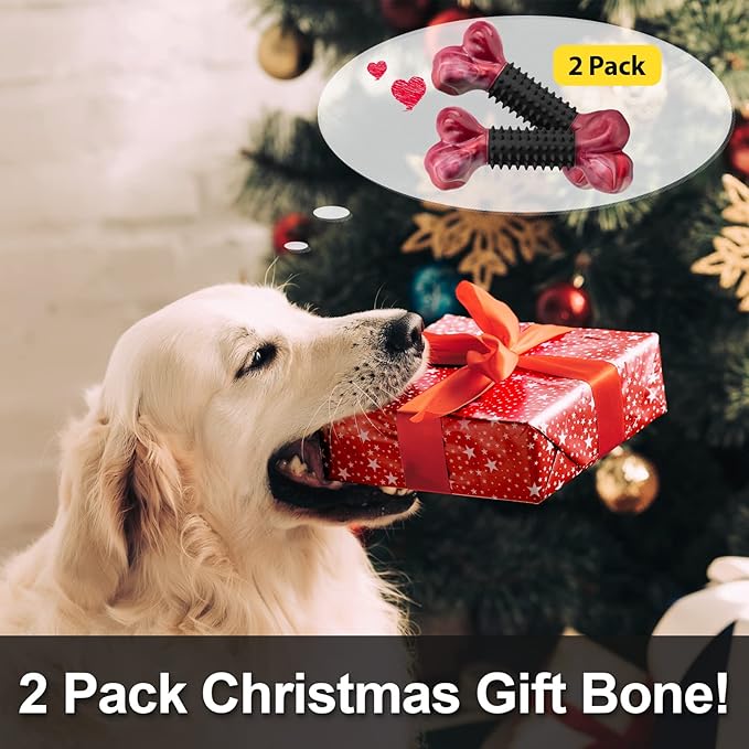 Apasiri Dog Toys for Aggressive Chewers with Bacon Flavor: 8" Indestructible Chew Bones for Large Breeds, Tough Nylon & Rubber Dog Toys Keep Them Busy, Interactive Play - 2-Pack