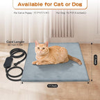 Pet Heating Pads for Cats & Dogs Outdoor, 17.7x17.7inch Puppy Cat Heating Pad Bed Outdoor Waterprooof, Heated Cat Bed Outdoor, Heated Pet Mat, Heated Dog Blanket, Gifts for Cats Puppy