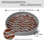 Slow Feeder Dog Bowls, Silicone Food Bowl Anti-Gulping, Pets Puppy Slow Feeder with Suction Cups, Dishwasher Microwave Safe for All Small Medium Dogs, Wave Design Grey