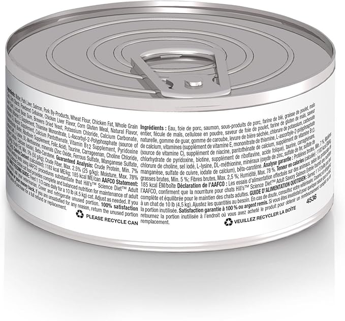 Hill's Science Diet Adult 1-6, Adult 1-6 Premium Nutrition, Wet Cat Food, Salmon Minced, 5.5 oz Can, Case of 24