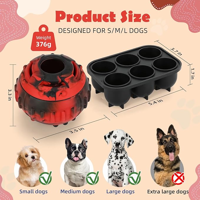 Dog Toys for Boredom - Frozen Treats, Refillable Freezable Dogs Food, Reduces Anxiety Chew Toy, Easy to Clean, Treats Dispensing, 4-in-1 Enrichment