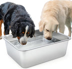 5 Gallons Large Dog Water Bowl, Stainless Steel Metal Dog Bowls, Large Capacity Pet Food Bowl Water Dish for Indoor and Outdoor Universal for Giant Dogs 17.7x13.8x6 Inch