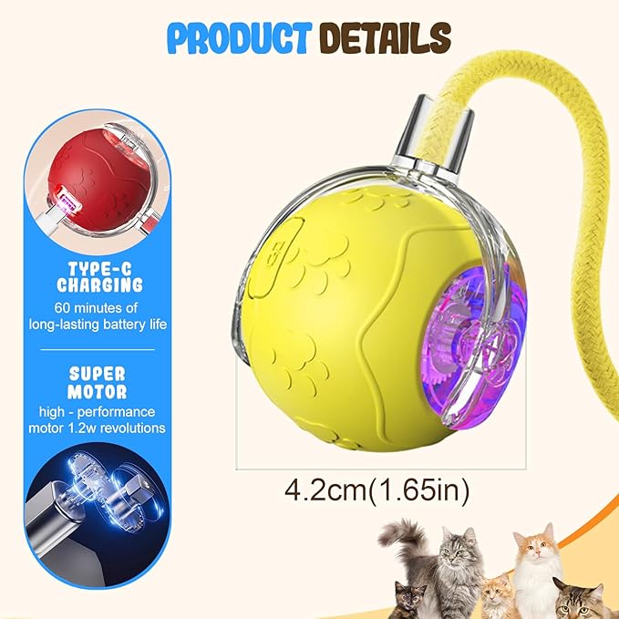 2026 New Interactive Cat Toy Balls, Upgraded Cat Toy Ball for Bored Indoor Adult Cats, Interactive Pet Ball for Cats (Gray)
