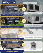 Heated Cat House for Outside, Waterproof Awning & Escape Door Heated Cat Houses for Indoor/Outdoor Cats in Winter, Elevated & Insulated Outdoor Cat Shelter for Feral Cat(Black Camo, 25.2"x16.5"x13")