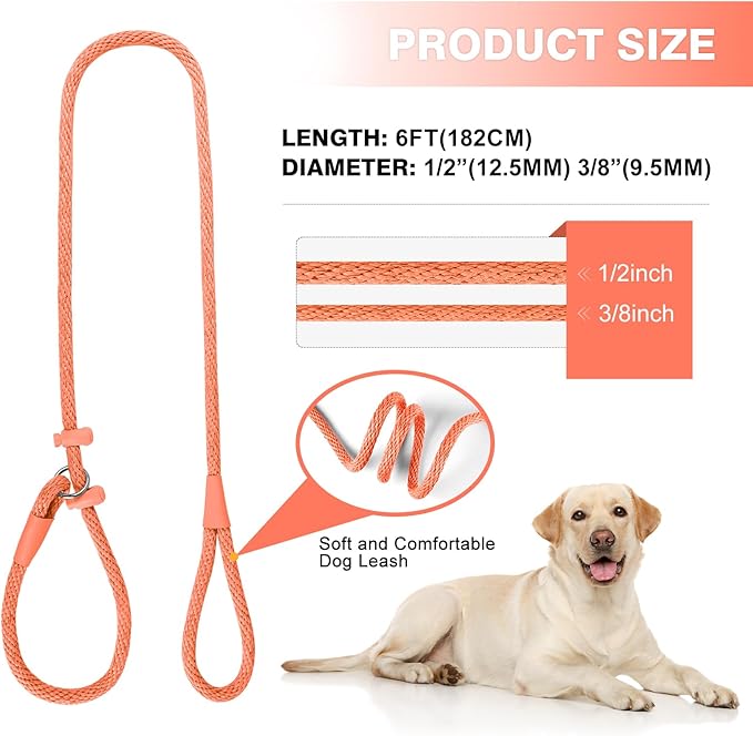 Lynxking Dog Leash Slip Lead Reflective Breathable Rope Comfortable Strong No Pull Slip On Pet Training Lead for Dogs