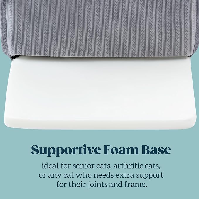 Cat Houses for Indoor Cats - Large Cat Cave Bed with Removable Support Foam and Washable 2-Side Mat - Covered Cat Bed for Cat Hideaway - Enclosed Cat Hideout for Kitten and Small Pet, Grey