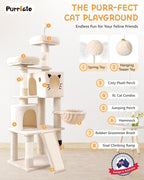 66in Multi-Level Large Cat Tree Tower for Indoor Cat/Kitties, Mordern Cat Tower with Sisal Scratching Posts, Condos and Hammock, Perches, Ramp for Climbing Heavy Duty