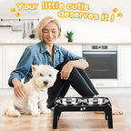 Elevated Dog Bowls for Small Medium Dogs, 3 Height Adjustable Raised Stand with 2 Thick 6" Stainless Steel Food Bowls, Non-Slip Feeder Adjusts to 2.75", 6", 7.5", Black