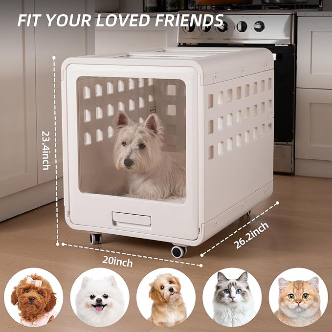 Foldable Dog Crate Furniture，Acrylic Dog Cage End Table, for Small/Medium Dogs,Durable Dog cage with Movable and Modular Design - Safe, Stylish and Convenient