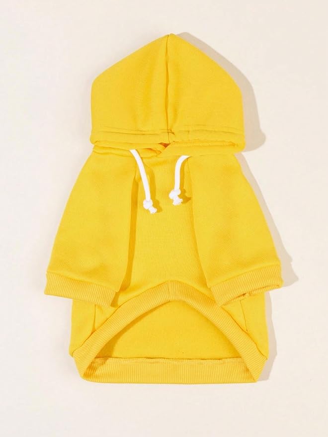 QWINEE Basic Dog Hoodie Sweatshirt Puppy Sweater Warm Cat Costumes Pet Clothes for Chihuahua Puppy Kitten Small Medium Dogs Yellow X-Small
