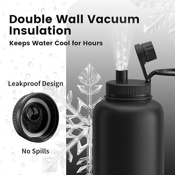 32oz Dog Water Bottle with Bowls - Leakproof Insulated Stainless Steel, Portable Travel Bottle for Hiking, Camping, Outdoor Use