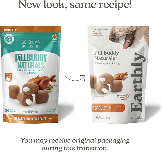 Presidio Pill Buddy Naturals - Chicken Recipe Pill Hiding Treats for Dogs - Make A Perfect Pill Concealing Pocket Or Pouch - 30 Servings