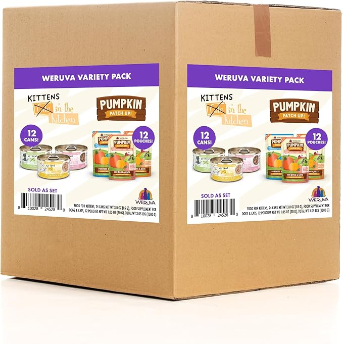 Weruva Canned Cat Food and Pumpkin Pouches for Kittens Variety Pack – Pumpkin Patch & Kitten Zoomies, 24 Count