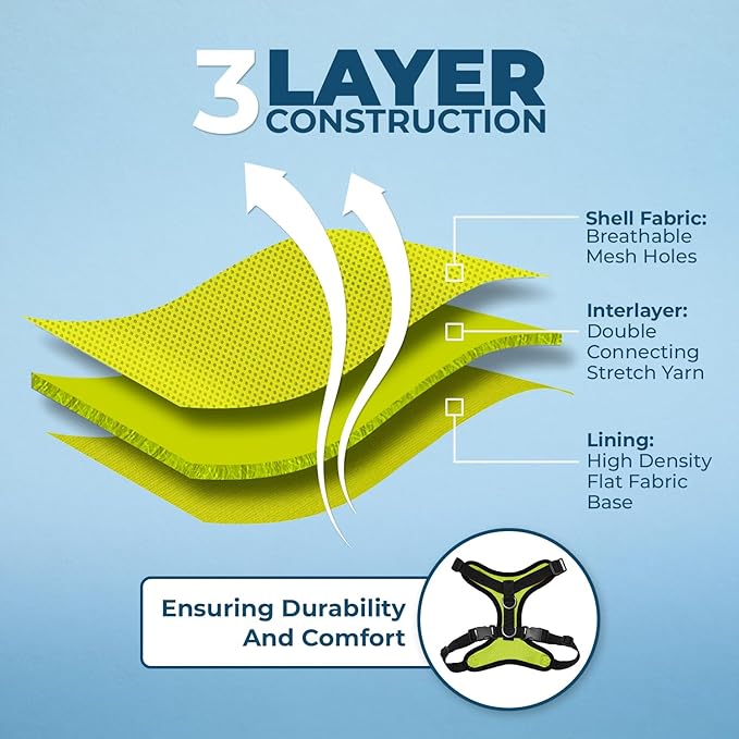 Voyager Escape-Proof Step-in Lock Cat Harness & 5ft Neoprene-Handle Leash Set All-Weather Mesh with Reflective Stitching for Small to Large Cats by Best Pet Supplies, Lime Green/Black Trim, XS