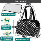 PetAmi Small Dog Purse Carrier, Soft-Sided Pet Carrier Bag with Pockets, Portable Puppy Cat Travel Handbag Tote, Airline Approved Breathable Mesh, Poop Bag Dispenser, Max 18 lbs, Polka Dot Black
