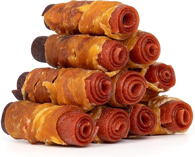 MON2SUN Rawhide Free Dog Treats, 3 Inch Triple Flavor Chicken Wrapped Duck and Beef Rolls for Small Dogs, Healthy Snacks, 13.23oz