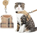 BINGPET Cat Harness and Leash Escape Proof - Soft and Air-Mesh Kitten Travel Walking Harness - Vest Harness for Small Medium Large Cats & Puppy Dog & Rabbit, Medium