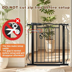 29.5-53.1" Extra Wide Baby Gate for Stairs No Drilling, 30" Tall Auto Close Press Mounted Baby Gate for Doorways, Adjustable Width Walk Through Dog Gates for Doorways, Black