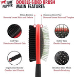 Tuff Pupper Double Sided Dog Brush, Detangling Tool for Dogs and Cats, Pin & Bristle Pet Brush, for and Hair Types, With Comfort-Grip Anti-Slip Handle, Brown, Black, White