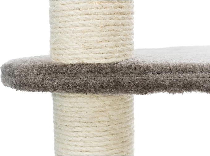 TRIXIE Altea Cat Tree, Tall Scratching Posts, 3 Elevated Platforms, Dangling Cat Toy, Cat Playground, Platinum Gray