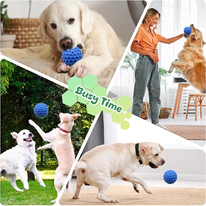 Indestructible Squeaky Dog Ball, Large/Medium Dog Aggressive Chewing,Interactive Dog Toy Relieves Anxiety, Cleans Teeth,Outdoor Waterproof
