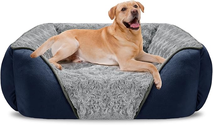 INVENHO XX-Large Dog Bed Rectangle Washable Orthopedic Soft Calming Sleeping Durable Pet Cuddler with Anti-Slip Bottom