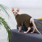 ROZKITCH Hairless Cat Sweaters, Breathable Soft Pet Jumpers for Cats Only, Coat with Four Legs, Warm Sweater T-Shirt Pajamas Jumpsuit Vest Cornish Rex Devon Rex Peterbald Coffee XL