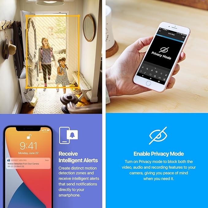 Amcrest 4MP ProHD Indoor WiFi, Security IP Camera with Pan/Tilt, Two-Way Audio, Night Vision, Remote Viewing, 4-Megapixel @30FPS, Wide 90° FOV, IP4M-1041W (White)