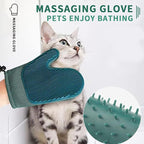 2 in 1 Cat Fur Glove & Pet Hair Remover Glove, Dog Grooming Glove Brush for Shedding, Massage, Efficient Pet Hair Remover Mitt for Cleaner Couch, Carpet [Blue/Single]