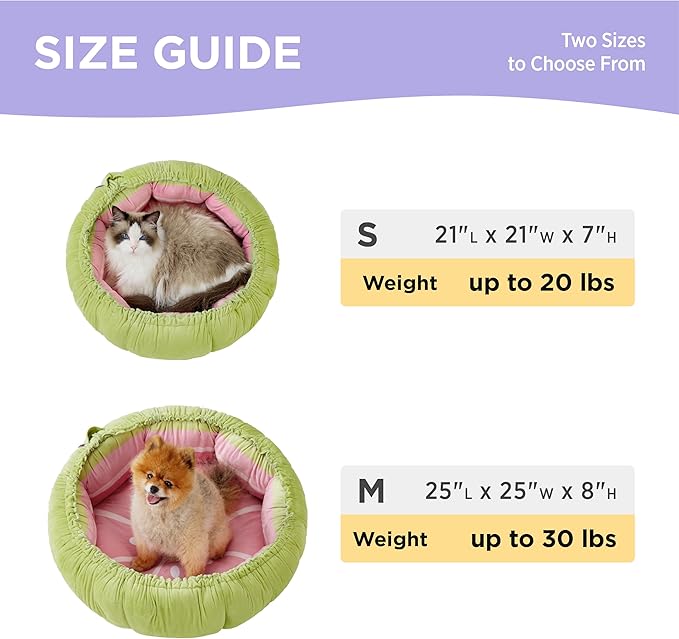 Lesure Cat Beds for Indoor Cats - Washable Cute Cat Beds with Versatile Dual-Use Design, Reversible Donut Pet Bed for Puppy and Kitten, 21x21x7 Inches