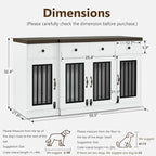 MCombo Wooden Dog Crate Furniture with 4 Drawers and 4 Lockable Doors, Pet Kennel TV Stand for Medium/Large Dogs 1872 (White and Brown)