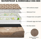 INVENHO Orthopedic Dog Beds Large Sized, XL Washable Egg-Crate Memory Foam Dog Couch with Washable Removable Cover, Waterproof Lining and Nonskid Bottom