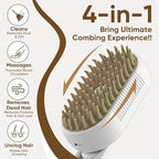 4-in-1 Steam Brush for Cats – Self-Cleaning Comb for Long and Short Hair Cats and Dogs, Steam Pet Brush for Hair Removal, Vibrating Message, Grooming & Relaxation (White)