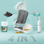 PAWGETHER® 4-in-1 Dog Water Bottle with Leak-Proof Portable Pet Water Bottle & Food Container & Poop Bag Dispenser & Built in Bowl for Outdoor Walking,Hiking,Travel(15oz for Water 5 oz for Food,Grey)
