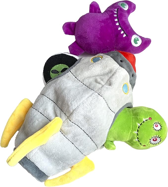 Jalousie Multipack Dog Squeaky Toys Strong Almost Indestructible, with Added Liner for Longer Play Dog Chew Toys (6 Pack Spaceship Hide and Seek)