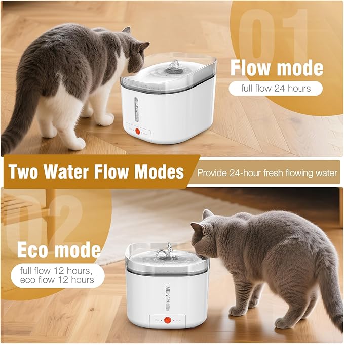 Sharper Image Water Fountain for Cats with UV Light, 3L Quiet Pump Cat Water Fountain, Five Layers Filtration System Cat Drinking Fountain Power Adapter, 3pcs Replacement Filter Sponges