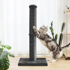34inch Cat Scratching Post with Natural Sisal Rope 4.3Inch Large Diameter Scratcher Post Tree for Indoor Cats Black