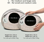 MEOWFIA Cat Cave – Premium Felt Cat Bed for Indoor Cats, Handmade 100% Merino Wool (Light Shades) (Medium, Light Grey)