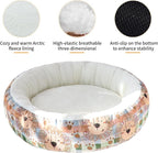 Circular Calming Dog & Cat Bed Anti-Anxiety Plush Dog Bed Washable Pet Bed with Anti Slip Backing Donut Cuddler with Cute Jacquard Patterns for Cat and Small Puppy 20" (X-Small, Lion)