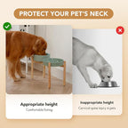 Ceramic Raised Slow Feeder Dog Bowl Set, Elevated 8.2inch Bowl and 9.5inch Slow Pet Food Dish with Wooden Stand for Large Dog (2 x Light Green+ Stand)