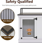 MCombo Large Dog Crate Furniture TV Stand, Wooden Pet Kennel with Double Doors, Indoor Furniture Style Dog House End Table, 1861 (Light Grey)