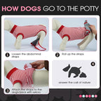 FUAMEY Dog Recovery Suit Male,Dogs Surgery Neuter Suits Puppy Spay Shirts for Female Protect Dog's Skin Anti Licking Abdominal Wounds Doggie Onesie Pet Bodysuit Alternative to Cone Red Stripes XXL