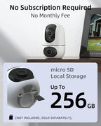 virtavo XD1 Indoor Security WiFi Camera, No Subscription Required, Dual-Lens 360° PTZ Baby Monitor & Pet Cam, Motion Tracking, 2-Way Audio, Night Vision, Cloud/SD Storage, Phone App, Plug-in Power