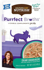 Rachael Ray Nutrish Purrfect Broths Natural Wet Cat Food, Creamy Chicken Bisque with White Meat Chicken & Veggies Recipe, 1.4 Ounce Pouch, Grain Free (Pack of 24)