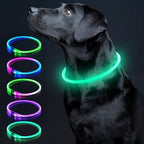 Colaseeme LED Dog Collar Light Up Dog Collars 1 Count USB Rechargeable TPU Glow Safety Basic Dog Collars for Large Medium Small Dogs (Cyan)