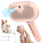 3-in-1 Self-Cleaning Steam Brush - Anti-Static, for Grooming Long & Short Pet Hair, Reduces Shedding, Pink