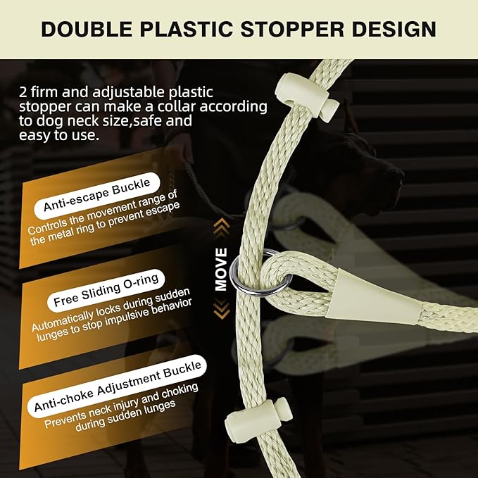 Lynxking Dog Leash Slip Lead Reflective Breathable Rope Comfortable Strong No Pull Slip On Pet Training Lead for Dogs