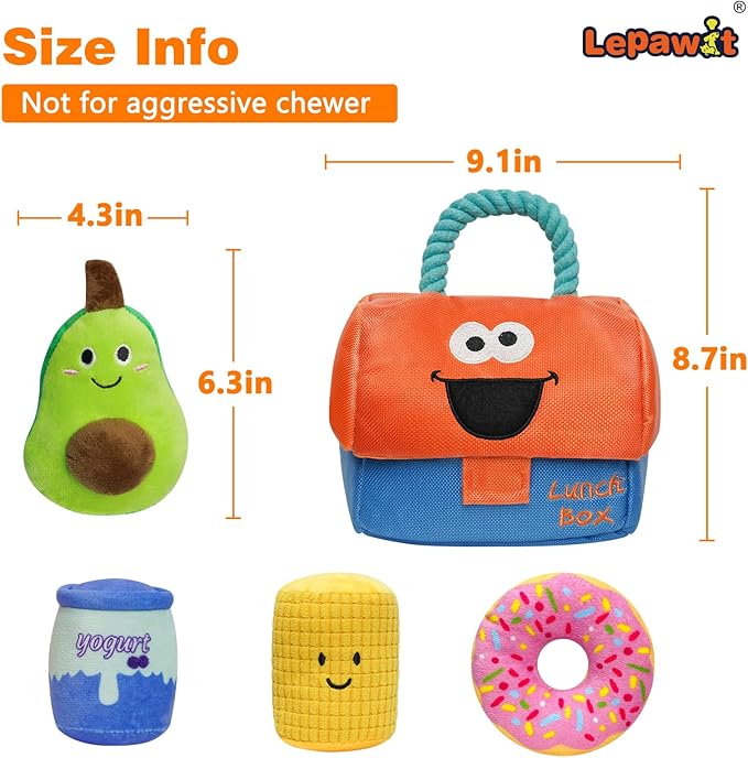 Hide and Seek Dog Toys, Squeaky Interactive Puzzle Dog Toys for Boredom and Stimulation, Dog Enrichment Toys with Rope for Small and Medium Dogs - Lunch Box