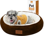 Dog Bed for Small Dogs, Washable Dog Bed, Round Donut Pet Bed for Puppy and Kitty, Extra Soft Calming Dog Beds with Anti-Slip Bottom, 23 Inches, Brown